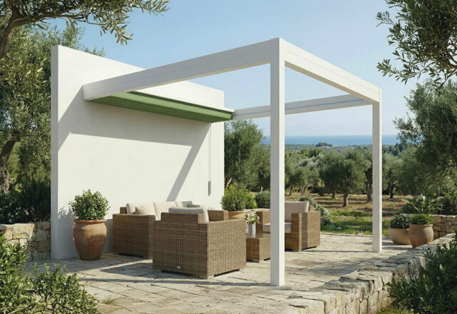 Alutoile configuration simple en façade, toile déployée